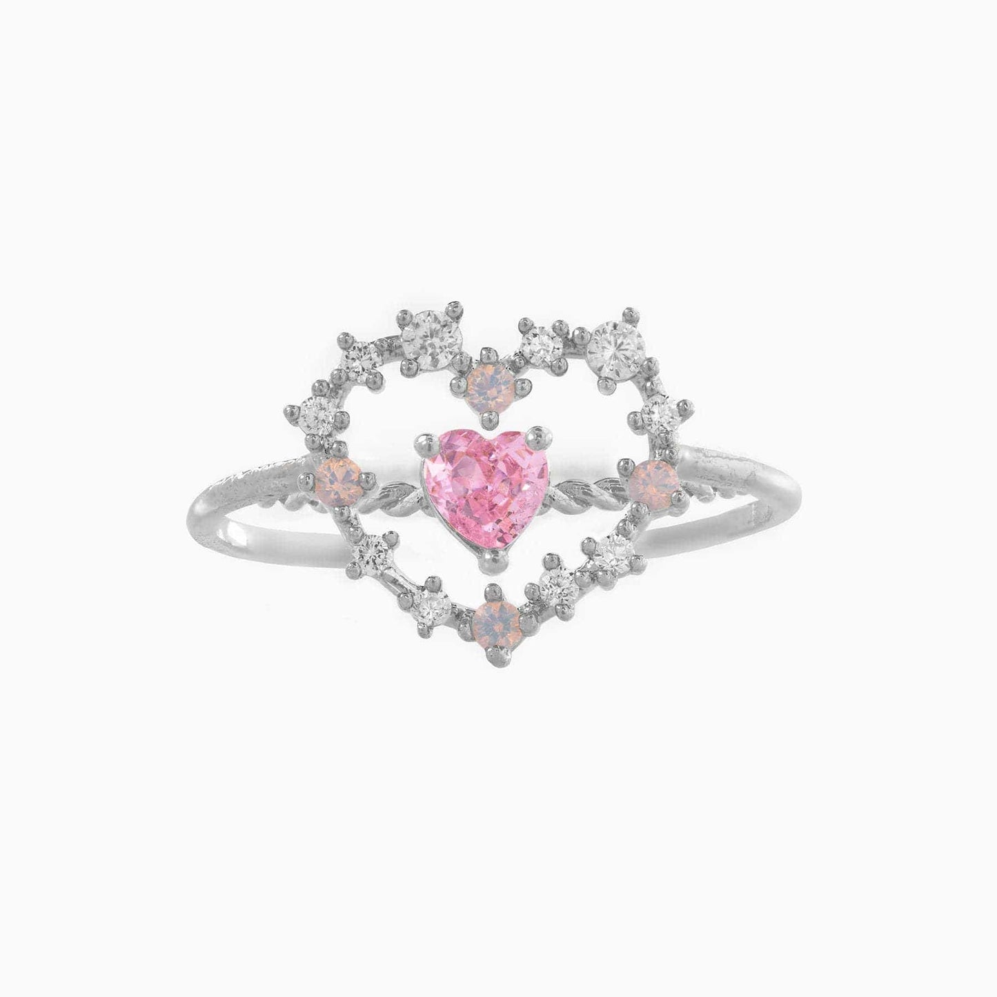 Cute Cubic Zirconia Heart Ring