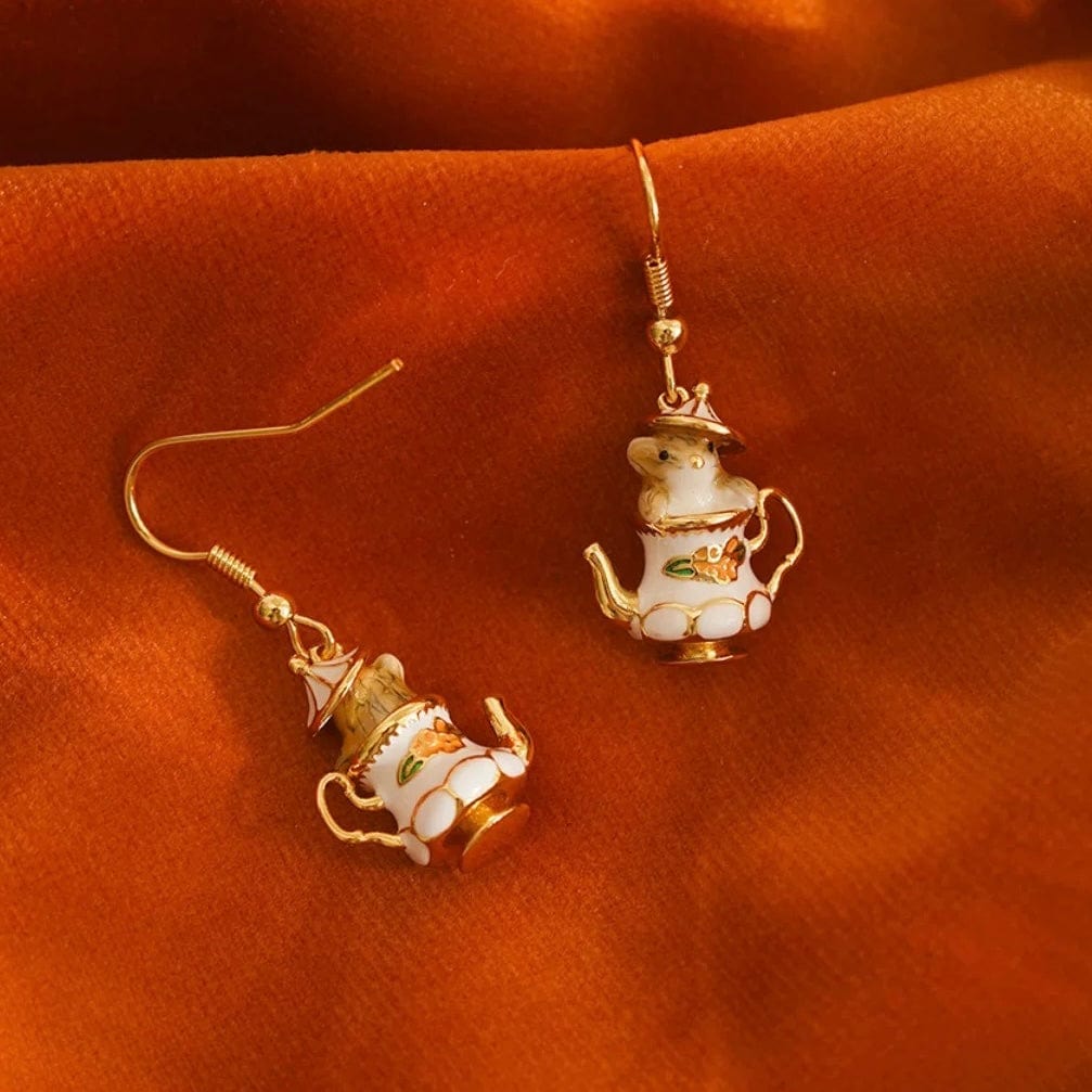 Cute Teacup Hamster Earrings Necklace