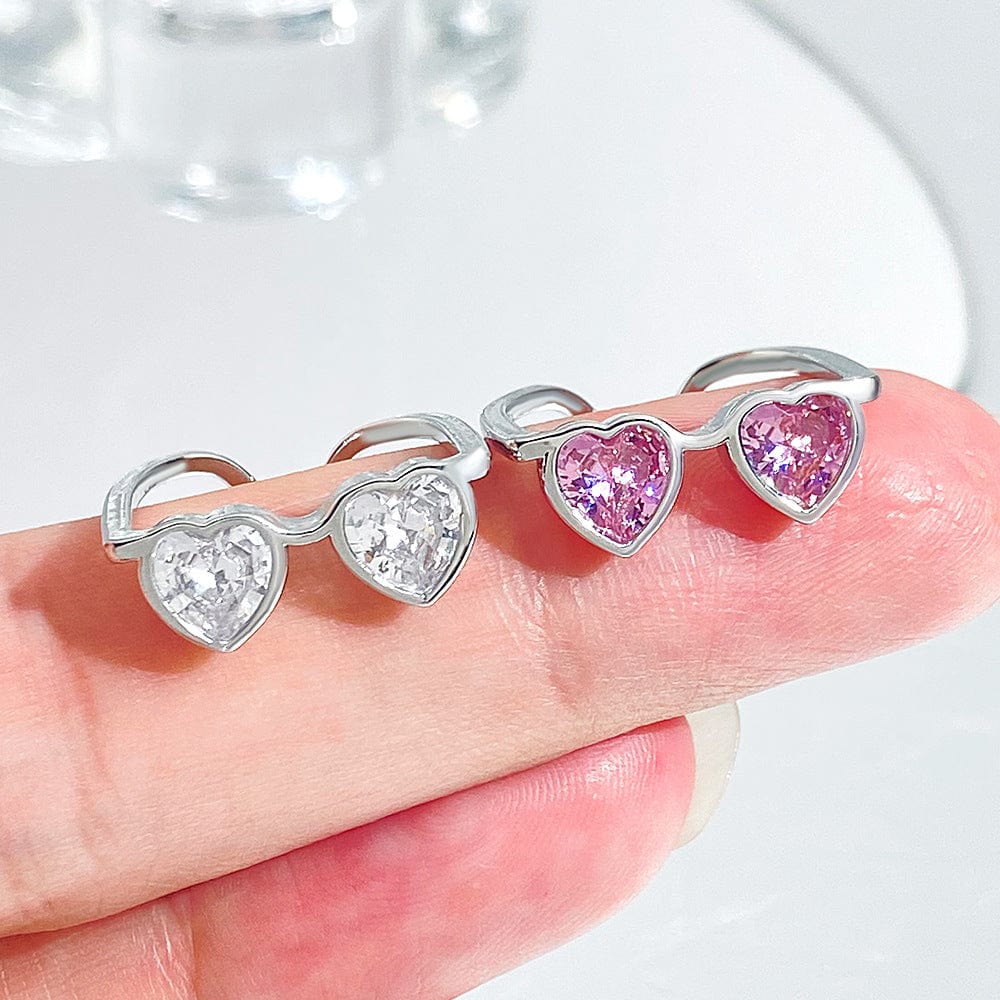 Heart Shape Sunglasses Crystal Love Ring