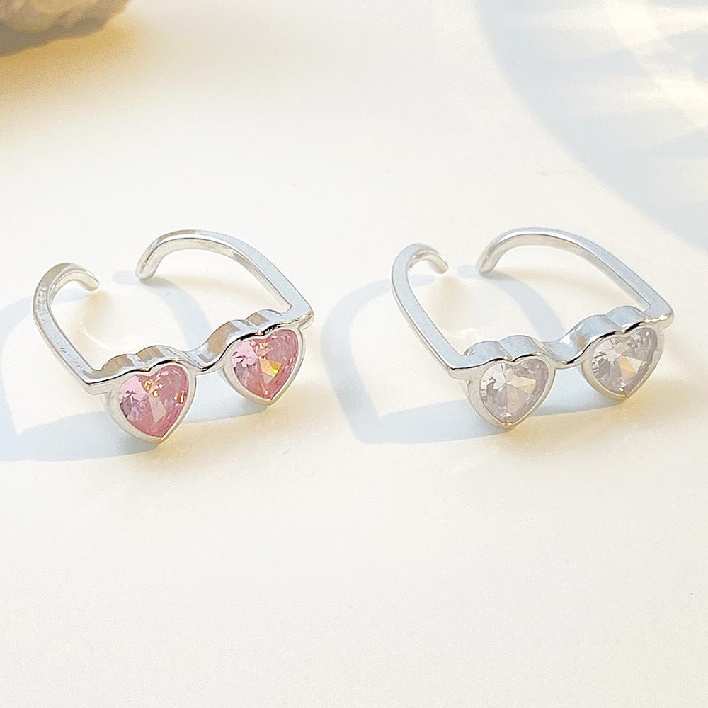 Heart Shape Sunglasses Crystal Love Ring