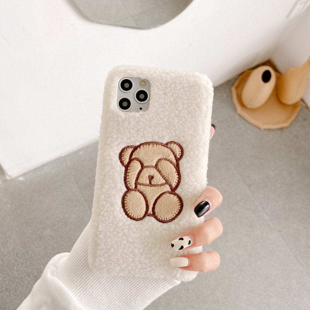 Süße Kawaii Bär Plüsch iPhone Hülle