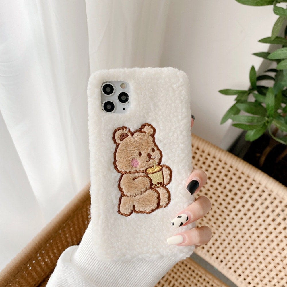 Süße Kawaii Bär Plüsch iPhone Hülle