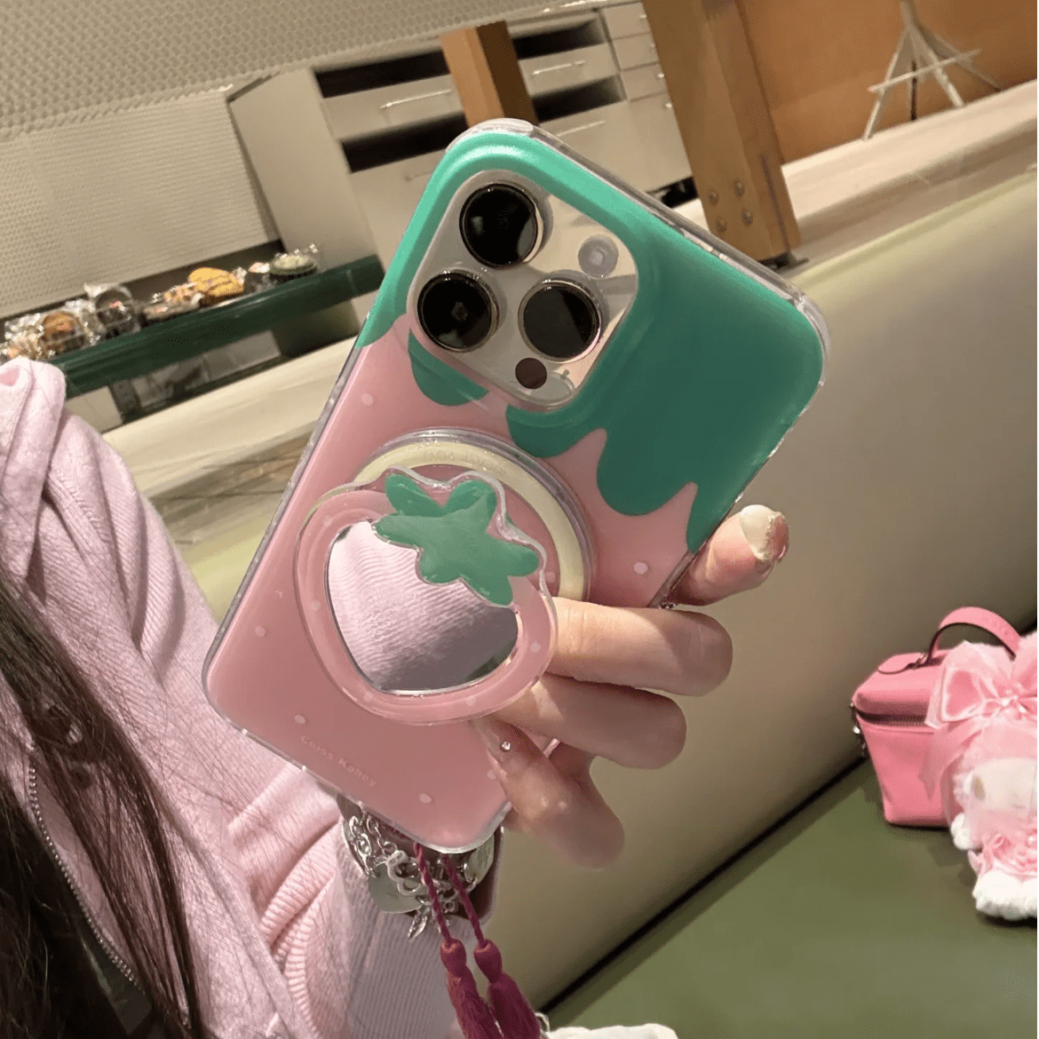 Melo iPhone Mirror Case Stand Cute My Magnetic Strawberry