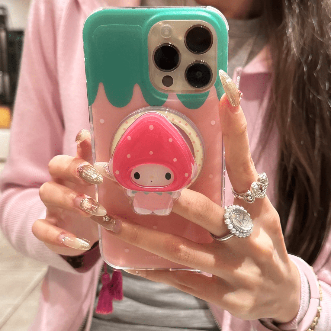 Melo iPhone Mirror Case Stand Cute My Magnetic Strawberry