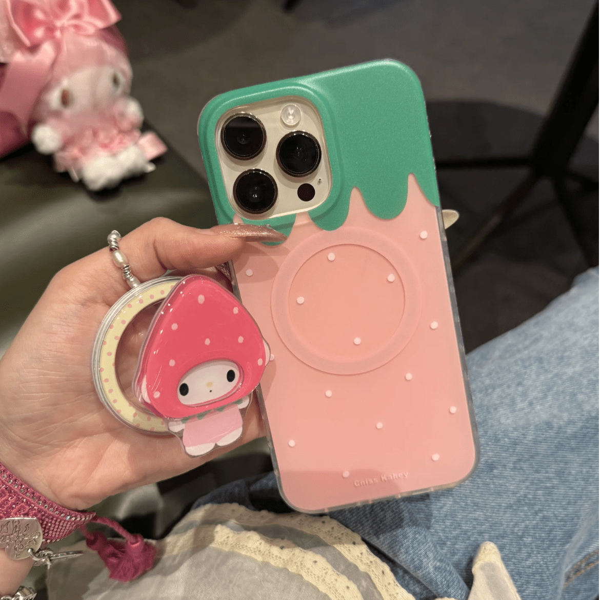 Melo iPhone Mirror Case Stand Cute My Magnetic Strawberry