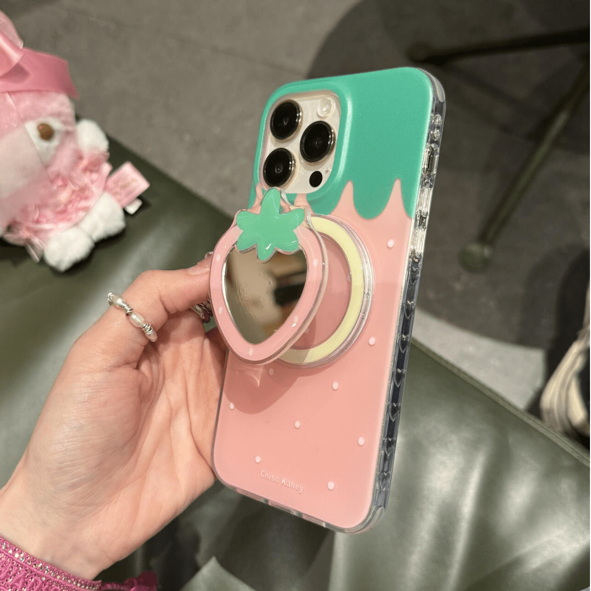 Melo iPhone Mirror Case Stand Cute My Magnetic Strawberry