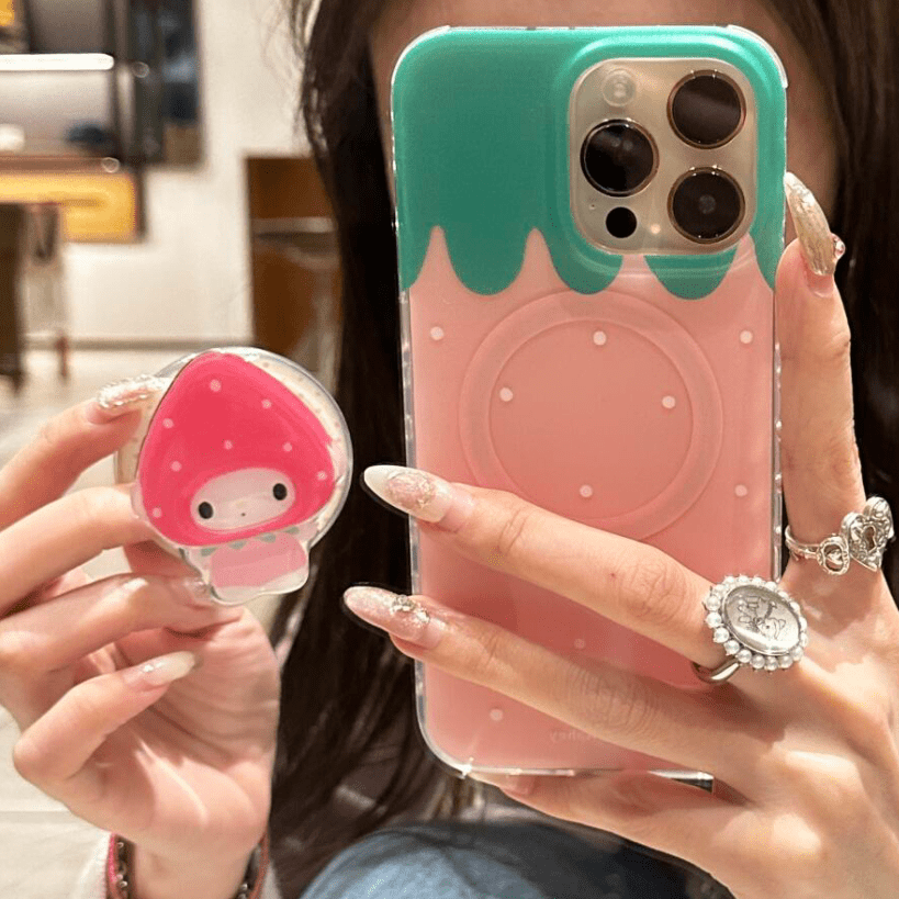 Melo iPhone Mirror Case Stand Cute My Magnetic Strawberry