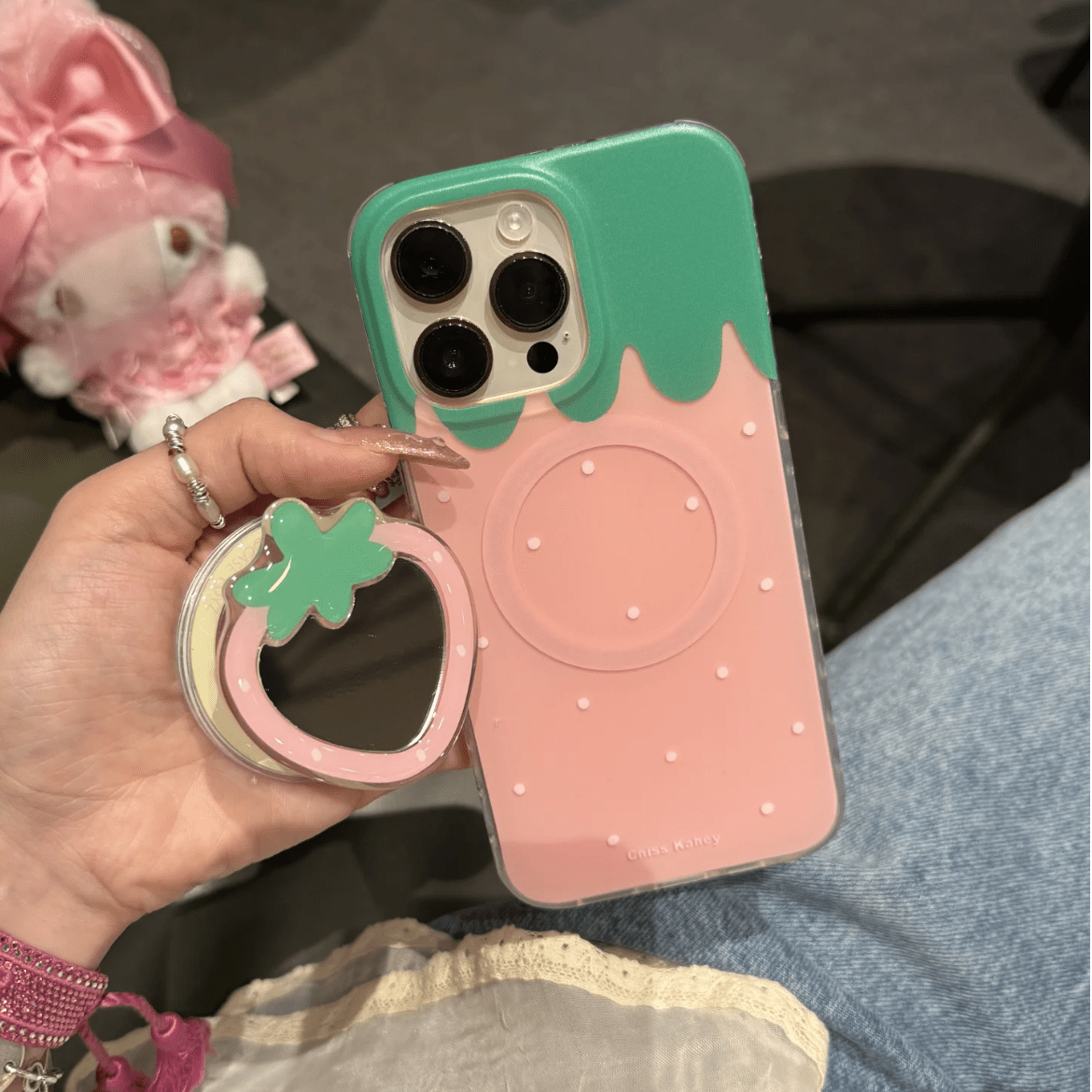 Melo iPhone Mirror Case Stand Cute My Magnetic Strawberry