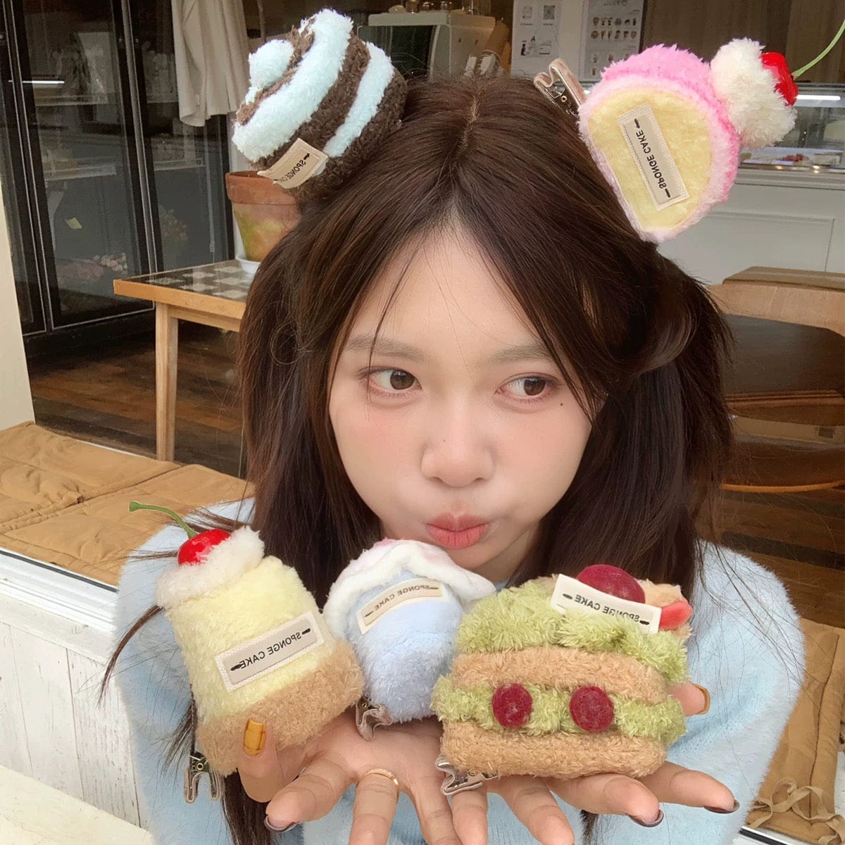 Cream Clip Hair Cute Dessert Cherry Plush