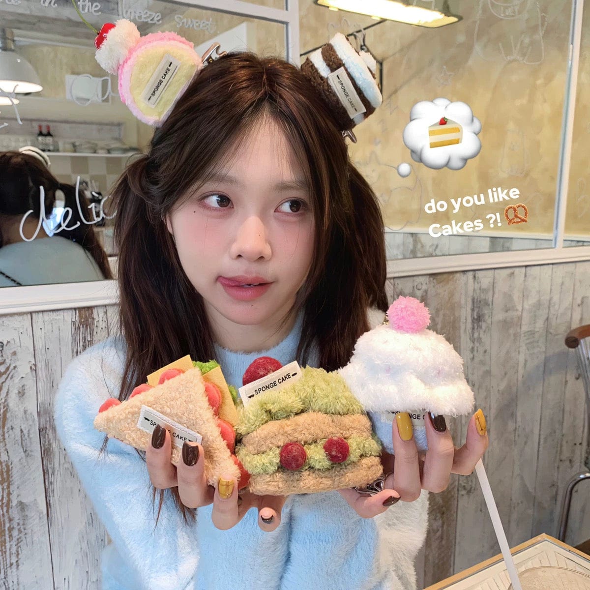Cream Clip Hair Cute Dessert Cherry Plush