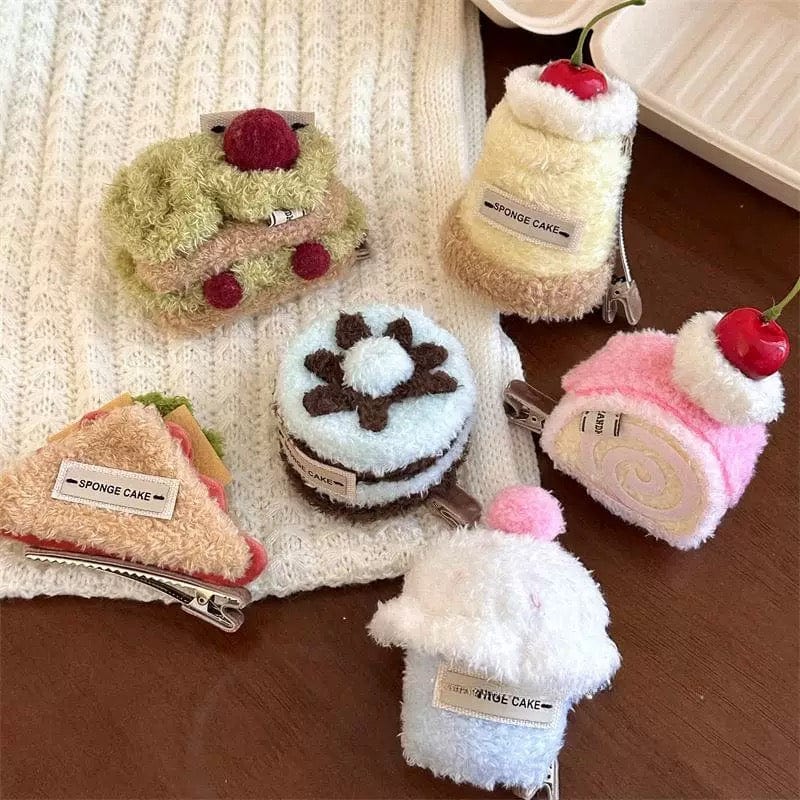 Cream Clip Hair Cute Dessert Cherry Plush
