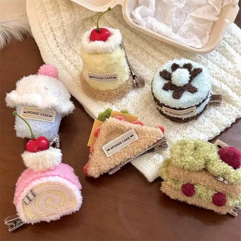 Cream Clip Hair Cute Dessert Cherry Plush