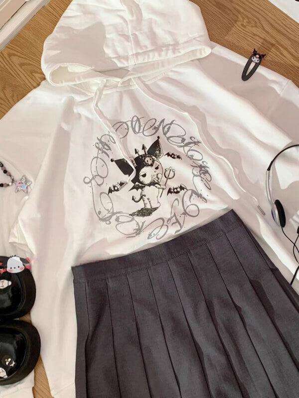 Weißer Kapuzenpullover „Evil Kuro“