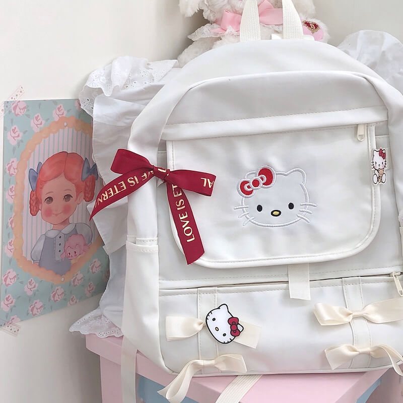 Kawaii Bow Kitty Backpack Bag