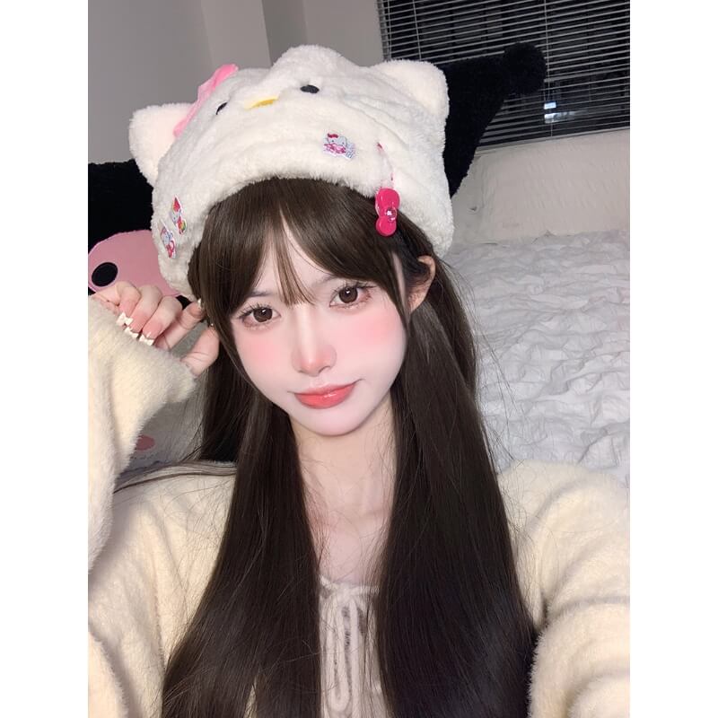 Bonnet moelleux en forme de chat Kawaii