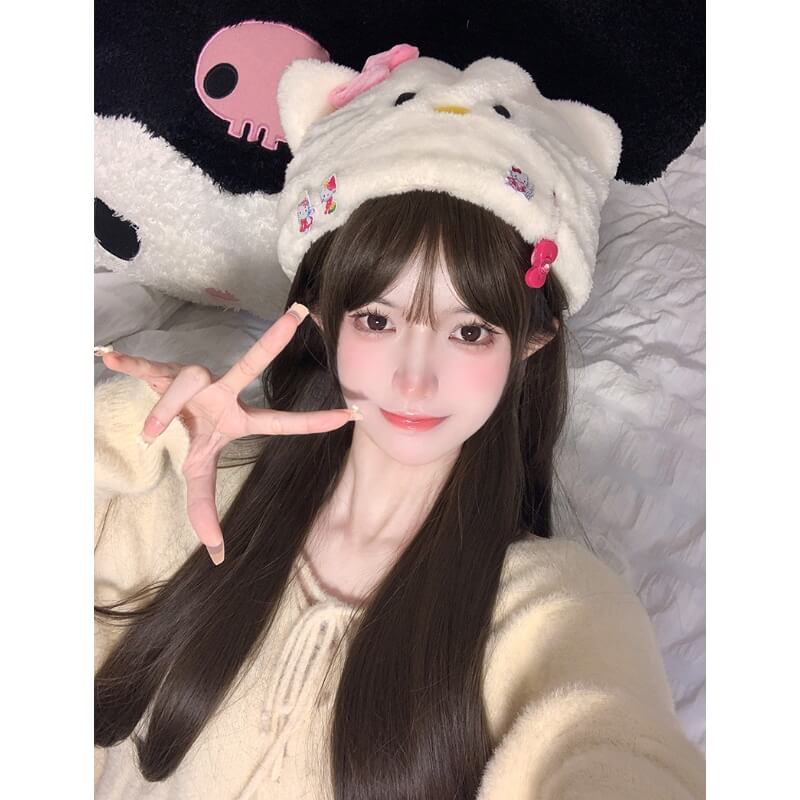Bonnet moelleux en forme de chat Kawaii
