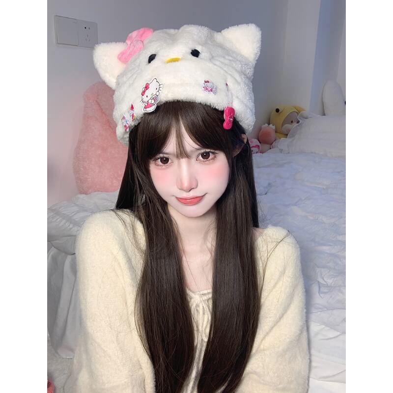 Bonnet moelleux en forme de chat Kawaii