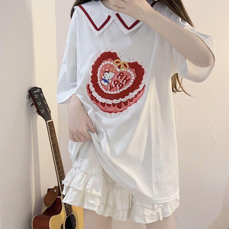 Kitty Cake T-shirt with Collar