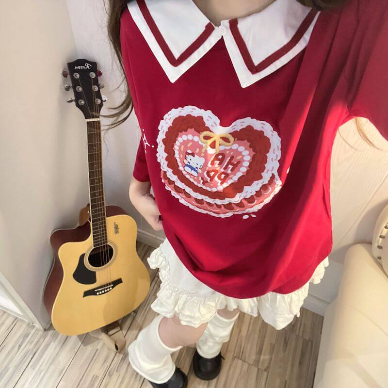 Kitty Cake T-shirt with Collar