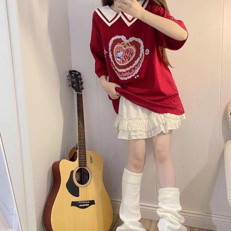 Kitty Cake T-shirt with Collar