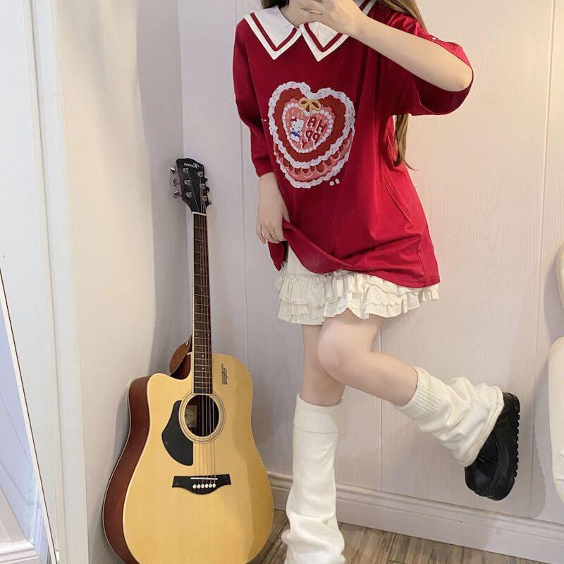Kitty Cake T-shirt with Collar