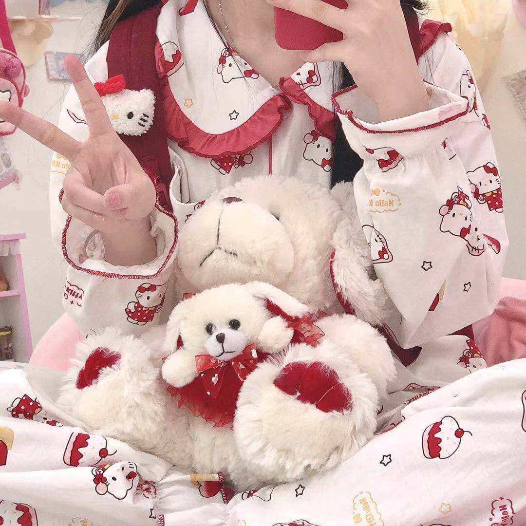 Cute Red Kitty Pajamas