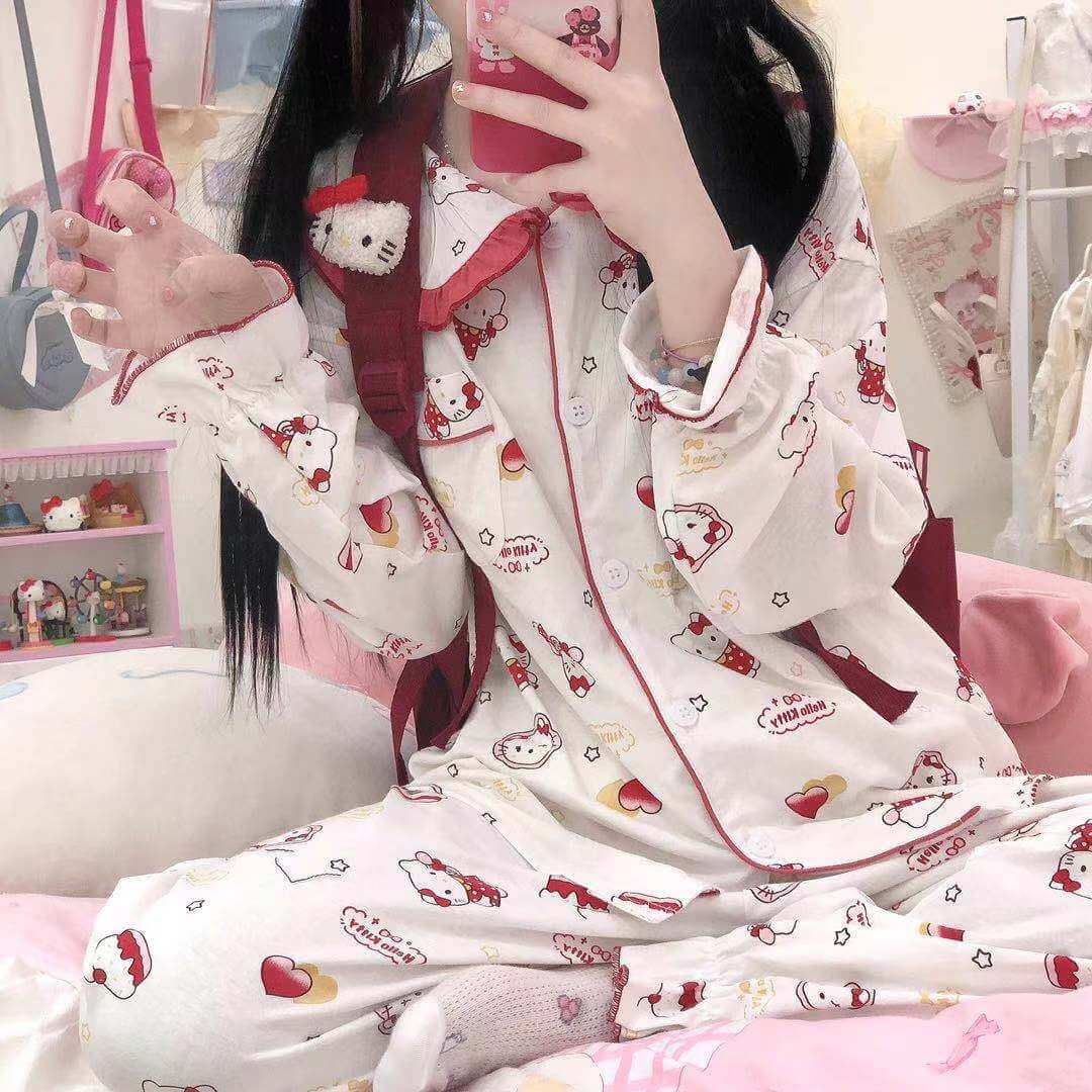 Cute Red Kitty Pajamas