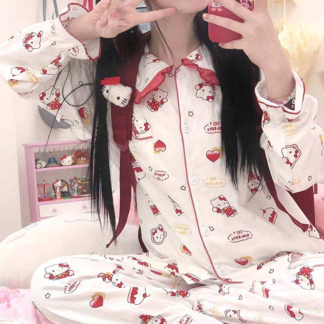 Cute Red Kitty Pajamas