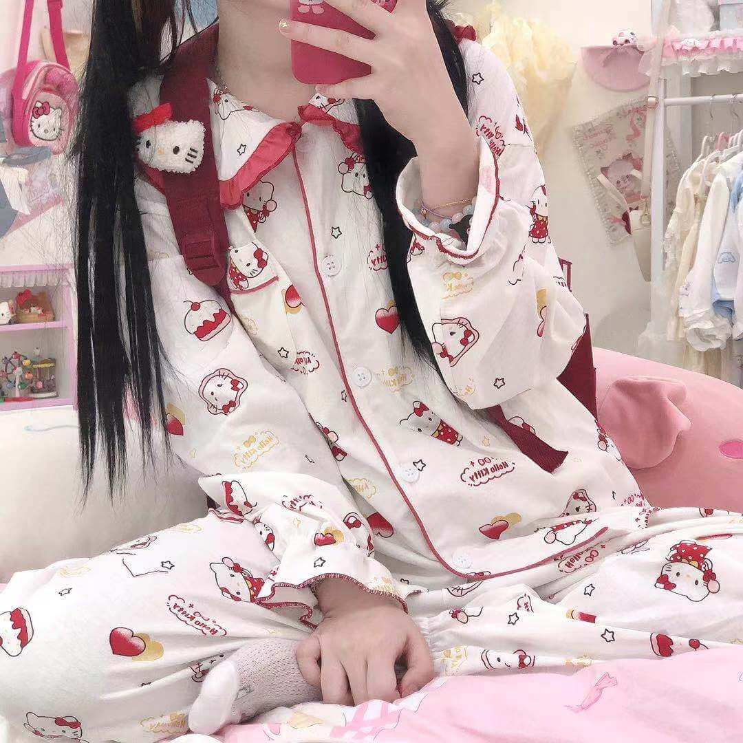 Cute Red Kitty Pajamas