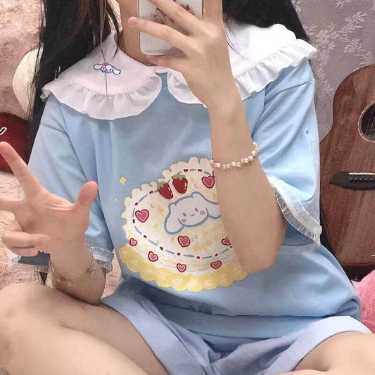 Lace Collar Cinna Cake T-shirt