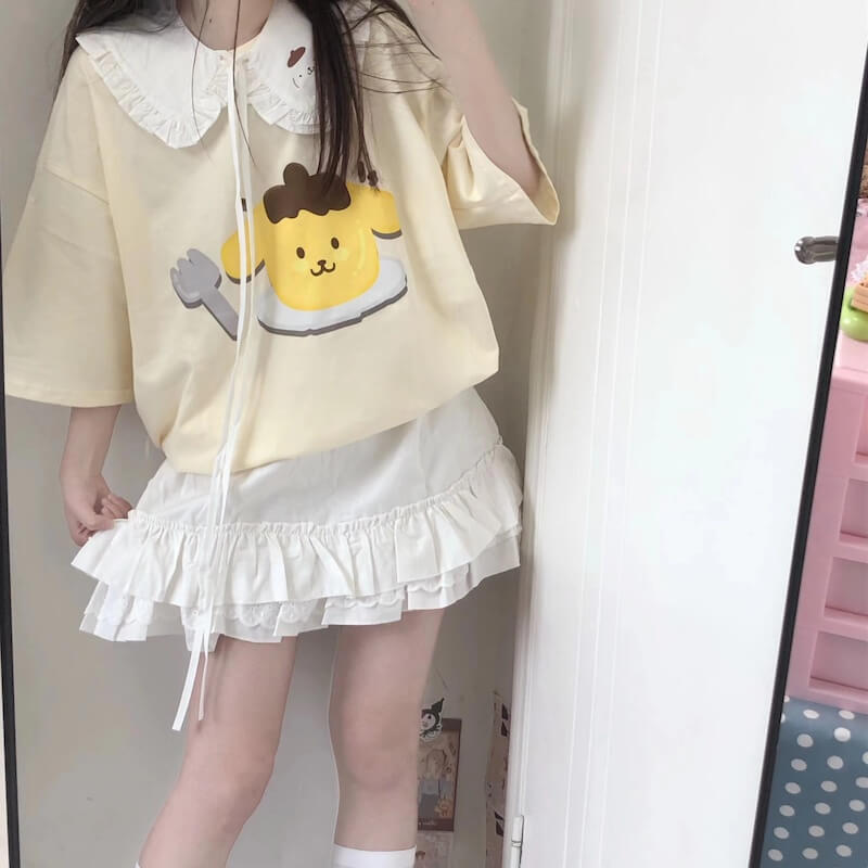Pom Cake T-shirt with Collar