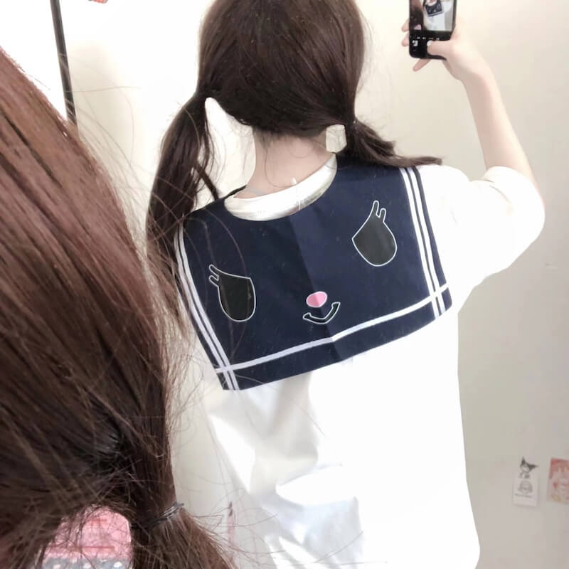 Kawaii Blue Collar Kuro Top