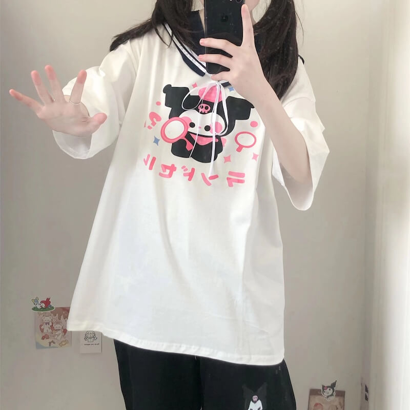 Kawaii Blue Collar Kuro Top