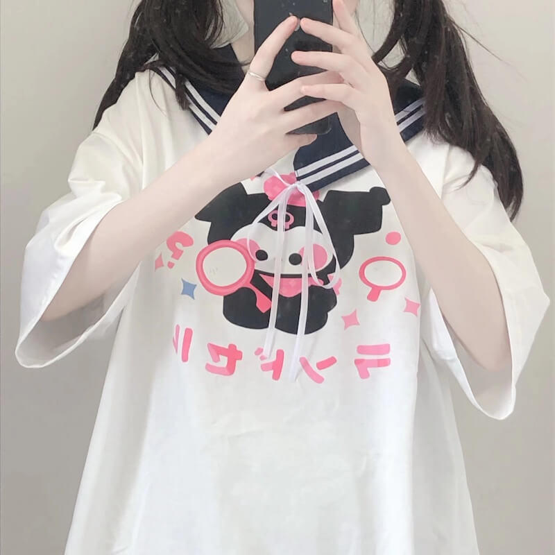 Kawaii Blue Collar Kuro Top