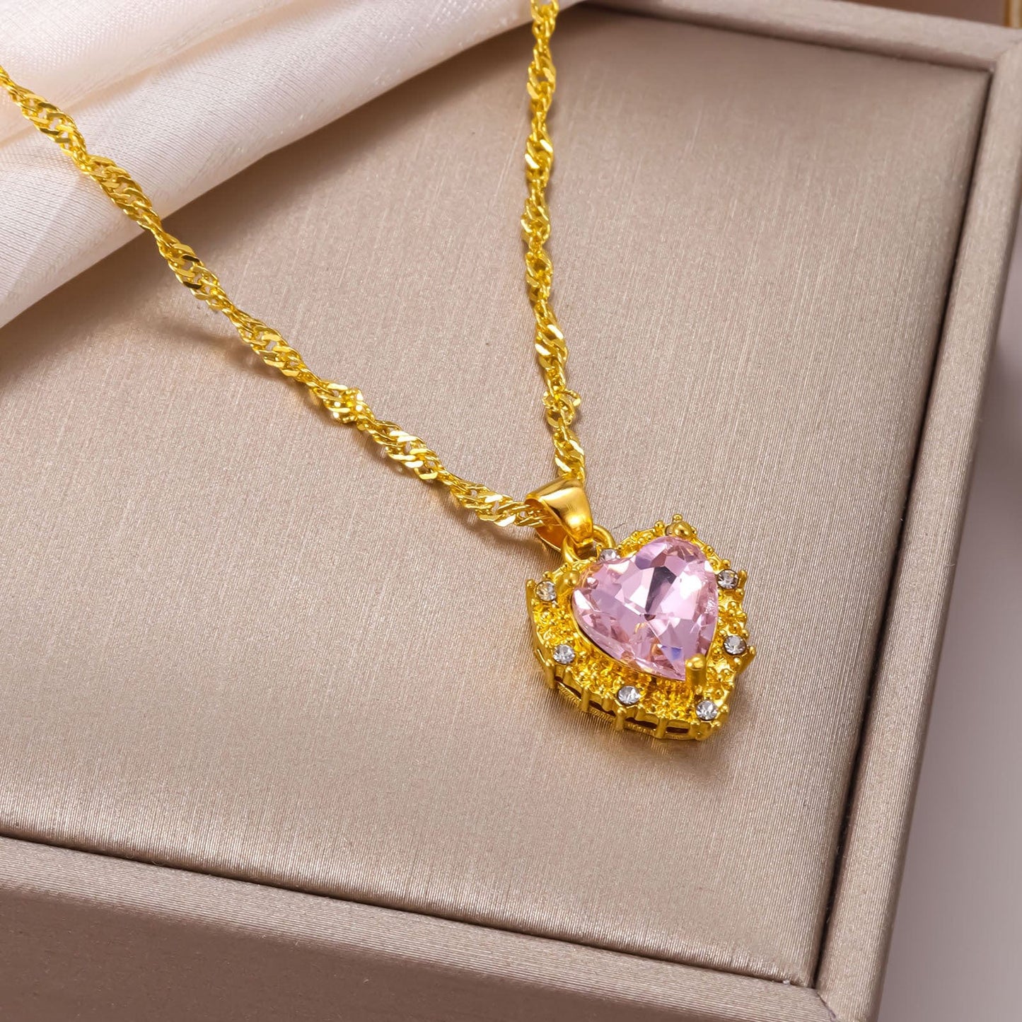 Crystal Heart Pendant Necklace