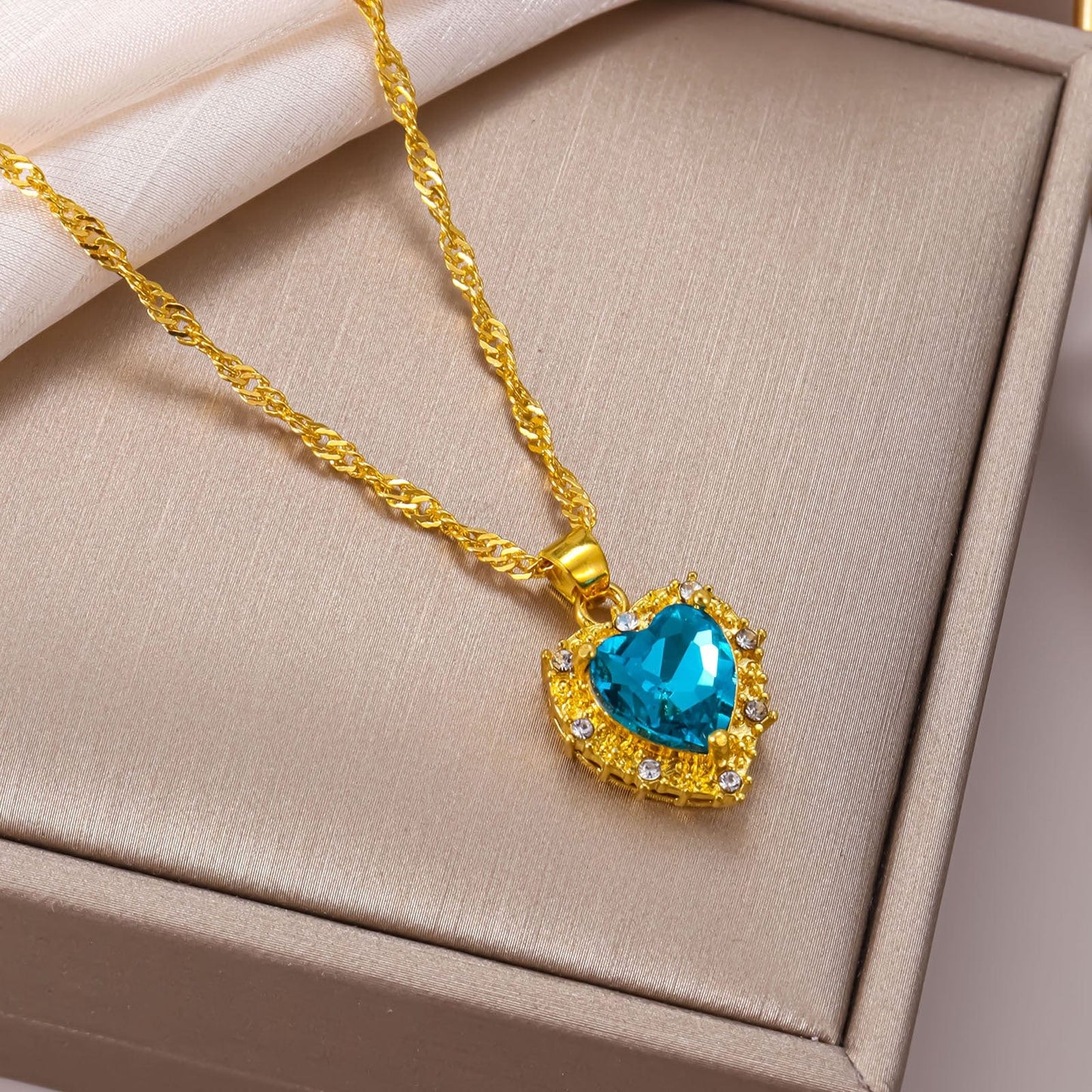 Crystal Heart Pendant Necklace