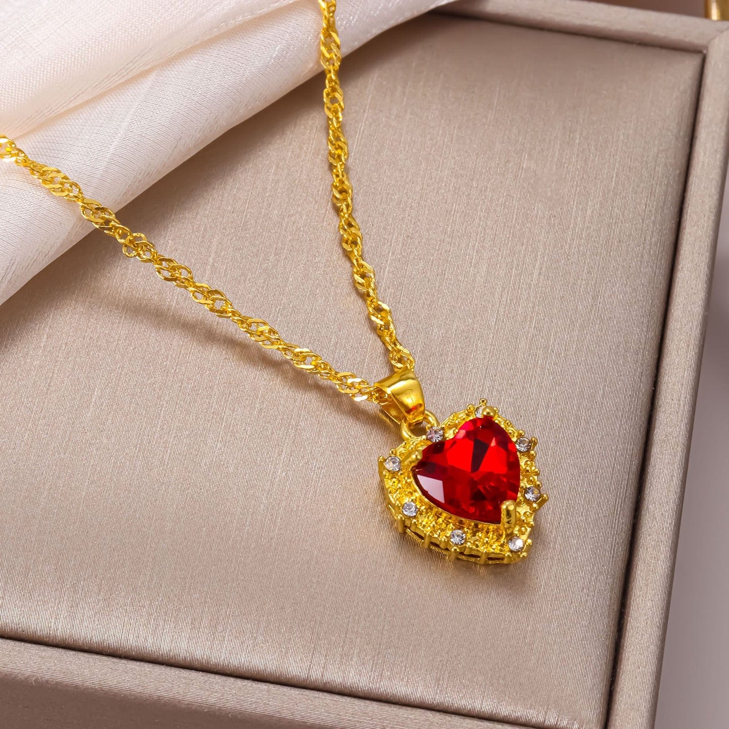 Crystal Heart Pendant Necklace
