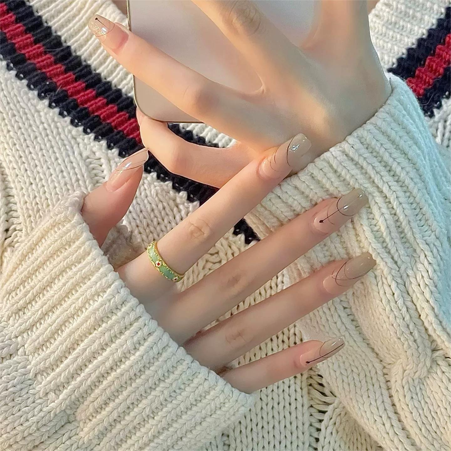 Green Enamel English Floral Ring