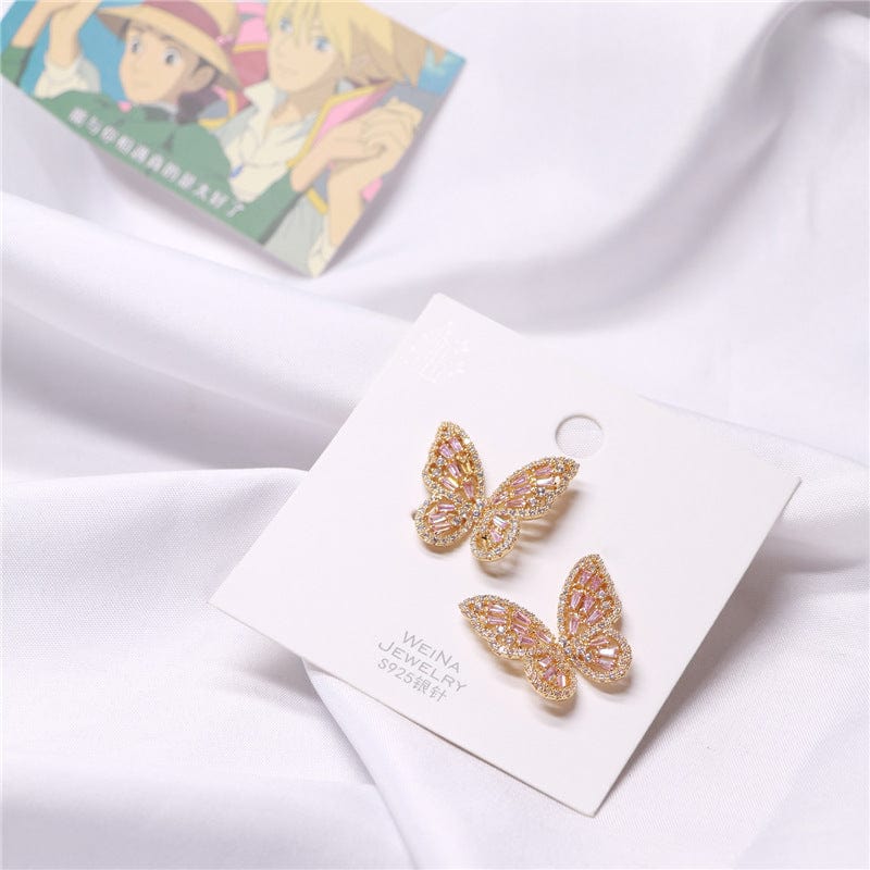 Hollowed-out Butterfly Earposts Stud Earrings