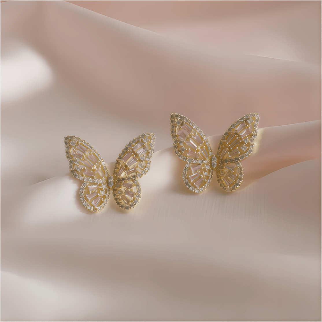 Hollowed-out Butterfly Earposts Stud Earrings