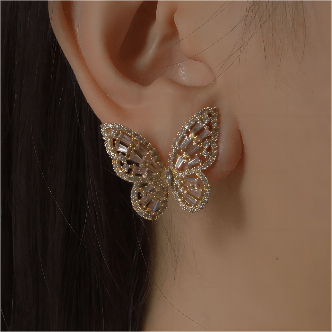 Hollowed-out Butterfly Earposts Stud Earrings