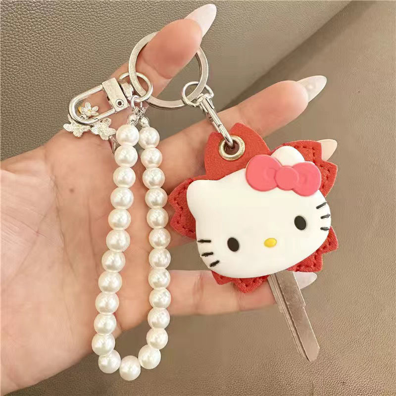 Cartoon Kitty Floral Key Card Cover