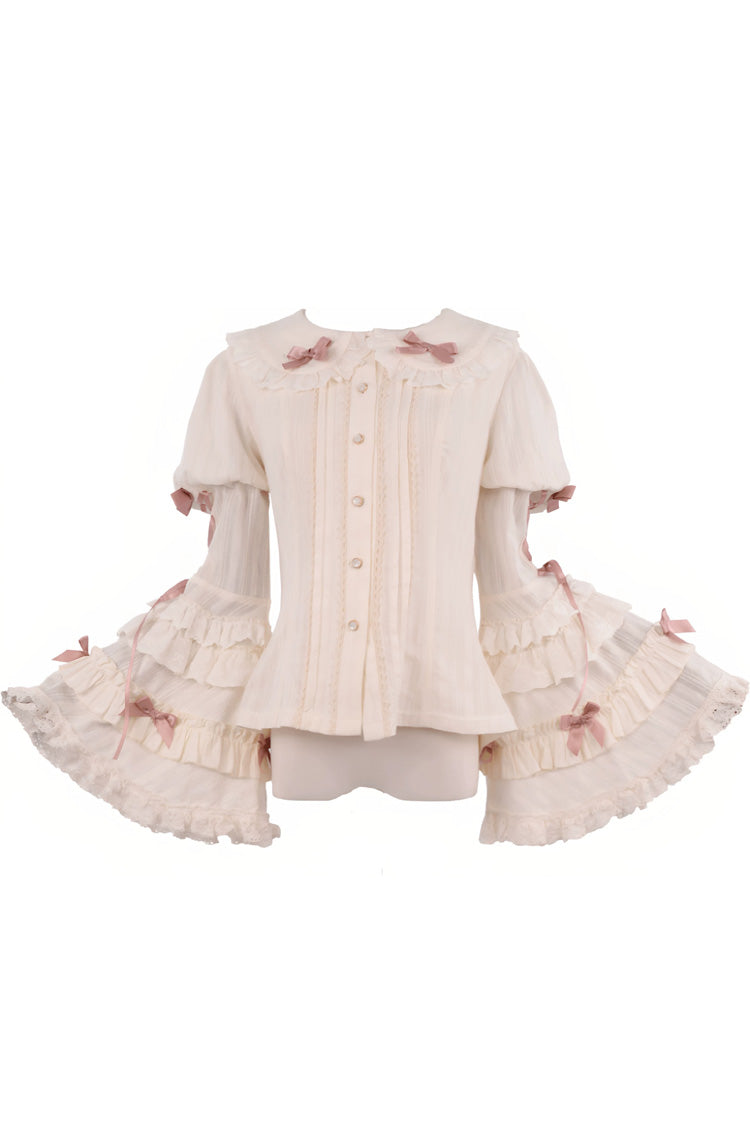 Antique Teddy Bear Sleeveless Printed Bow Lace JSK, Sweet Elegant Lolita