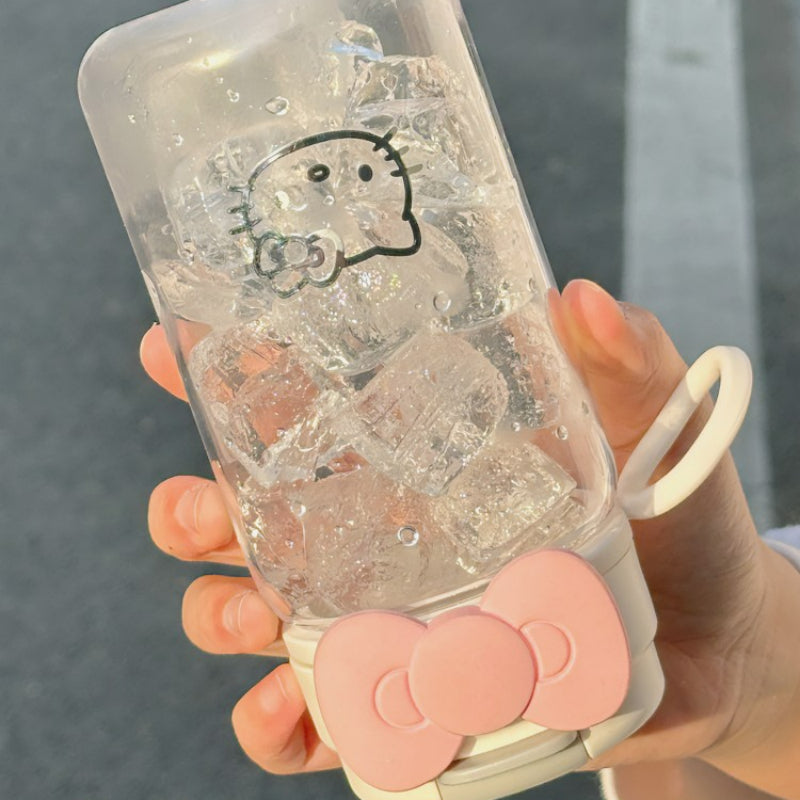 Kitty Bow Plastic Straw Bottle KI462