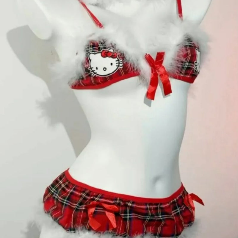Christmas Kitty Bra Panties Set KI343