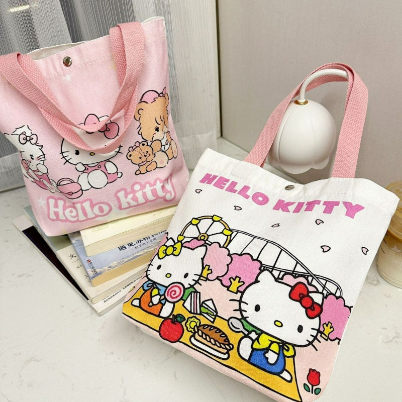 Cartoon Pink Kitty Canvas Bag