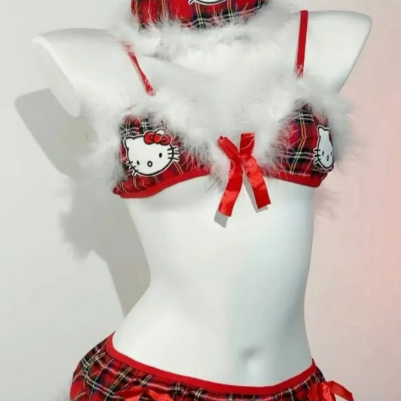 Christmas Kitty Bra Panties Set KI343