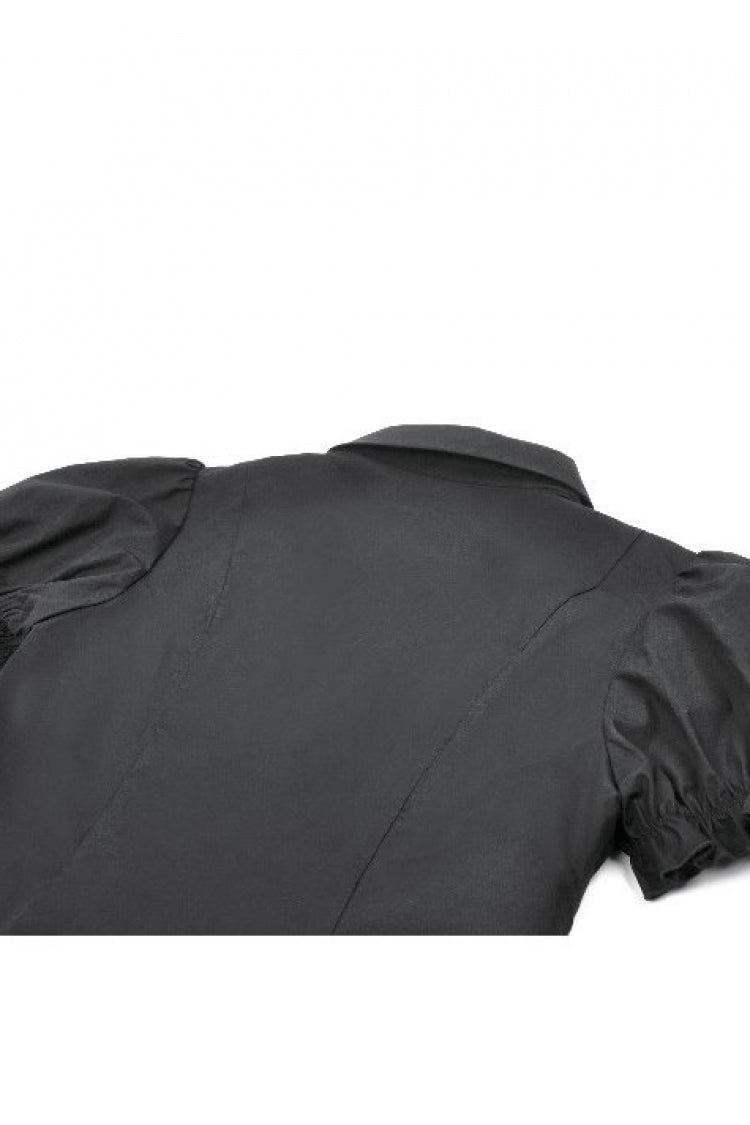 Victorian Slim Blouse with Ruffled Puff Sleeves - Gothic Edge