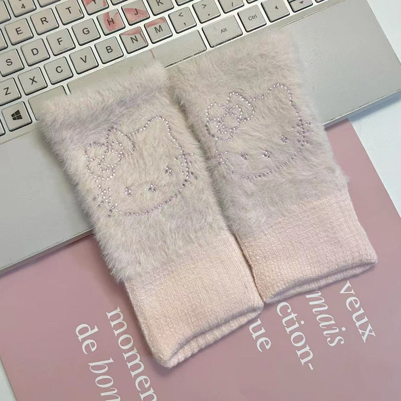 Bling Kitty Halb bedeckte Handschuhe KI397