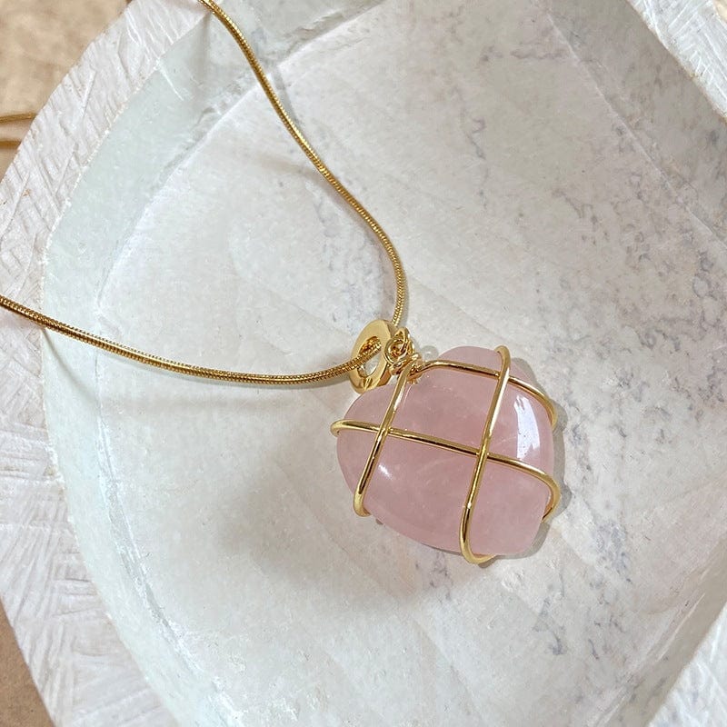 Sweet Gold Filled Opal Heart Pendant Choker Necklace